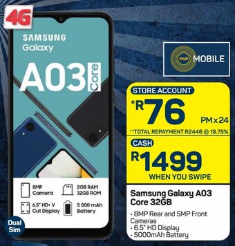 Pick n Pay Samsung Galaxy A03 Core 32GB offer
