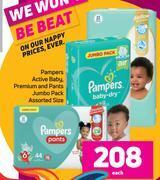 Game Pampers Active Baby, Premium & Pants Jumbo Pack Assorted Size-Each offer