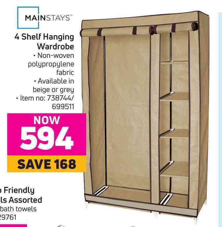 Mainstays 4 Shelf Hanging Wardrobe offer at Game