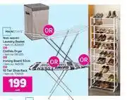 Game Mainstays Non Woven Laundry Basket Or Clother Dryer Or Ironing Board 92cm Or 10 Tier Shoe Rack-Each offer