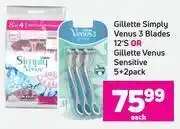Game Gillette Simply Venus 3 Blades 12'S Or Gillette Venus Sensitive 5+2Pack- Each offer