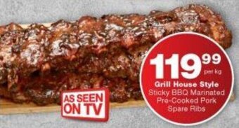 Grill House Style Sticky BBQ Marinated Pre-Cooked Pork Spare Ribs per kg