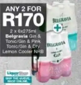 Checkers Belgravia Gin & Tonic / Gin & Pink Tonic / Gin & Dry Lemon Cooler NRB 2 x 6 x 275ml offer