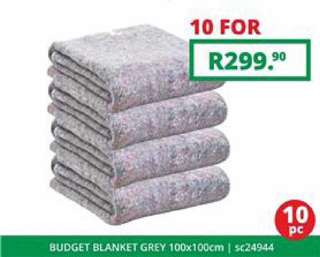 Budget Blanket Grey 100 x 100cm 10 pc. offer at West Pack Lifestyle