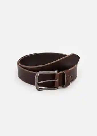 Burnished buckle leather belt