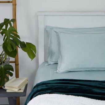 Whisper soft 400 thread count sateen egyptian cotton two line satin stitch duvet cover set - duck egg