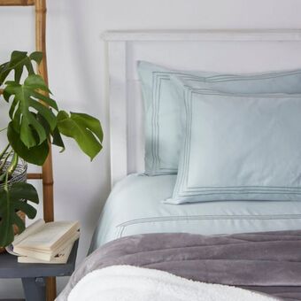 Whitehouse Whisper soft 400 thread count sateen egyptian cotton three line satin stitch duvet cover set - duck egg offer