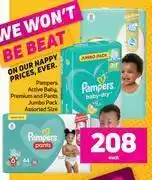 Game Pampers Active Baby, Premium & Pants Jumbo Pack Assorted Size-Each offer