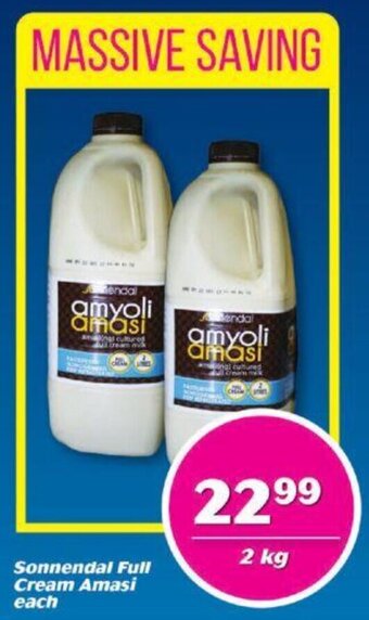 Cambridge Food Sonnendal Full Cream Amasi 2kg offer