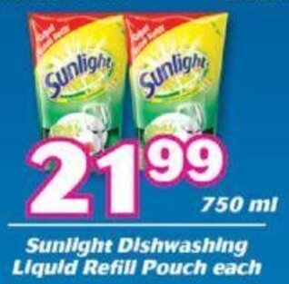 Cambridge Food Sunlight Dishwashing Liquid Refill Pouch 750ml offer