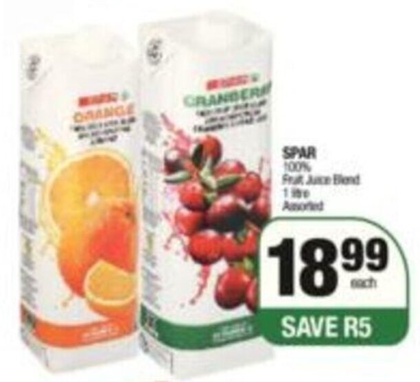 Spar 100 Fruit Juice Blend Assorted 1L offer at SuperSpar