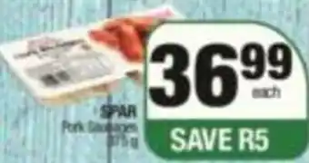 SuperSpar Spar Pork Sausages 375g offer