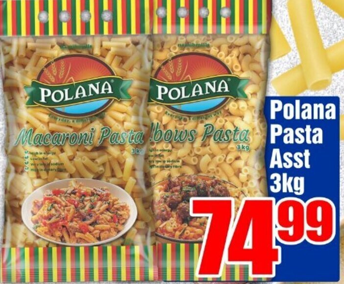 Polana Pasta Asst 3kg offer at Three Star Cash and Carry
