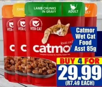 Three Star Cash and Carry Catmor Wet Cat Food Asst 4x85g offer