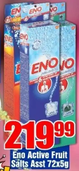 Three Star Cash and Carry Eno Active Fruit Salts Asst 72x5g offer