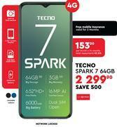 Edgars Tecno Spark 7 64GB Smartphone offer