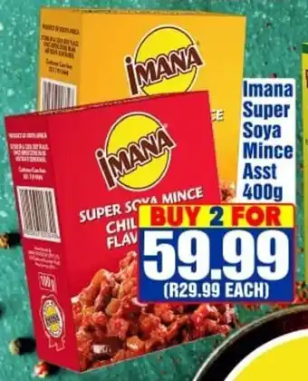 Three Star Cash and Carry Imana Super Soya Mince Asst 400g offer