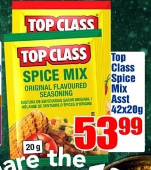 Top Class Spice Mix Asst 42 x 20g offer at Three Star Cash and Carry
