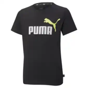 Boys puma essentials 2-tone black/yellow tee
