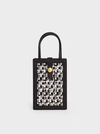 Este belted tweed phone pouch - black
