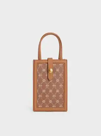 Este belted printed phone pouch
 - chocolate