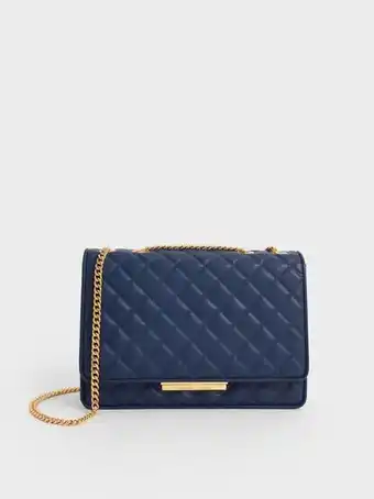Charles & Keith Double chain handle quilted bag - navy offer