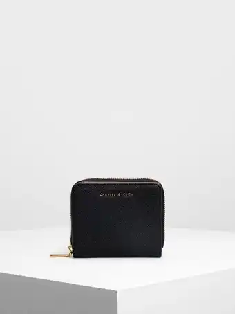 Charles & Keith Classic zip mini wallet - black offer
