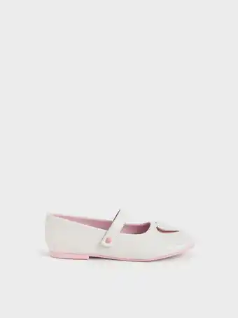 Girls' heart cut-out mary janes
- white