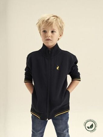 Boys high neck zip thru sweater