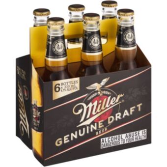 Miller genuine draft beer bottles 6 x 330ml