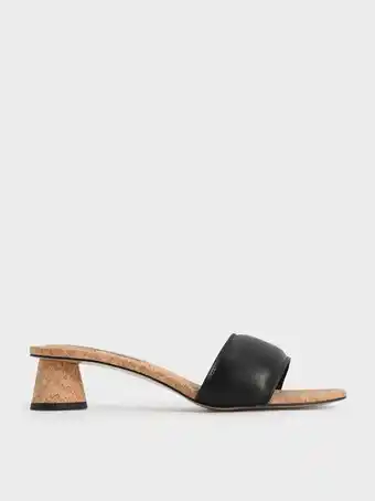 Charles & Keith Puffy cylindrical heel mules - black offer