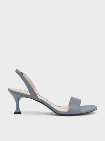 Sculptural heel slingback sandals - light blue