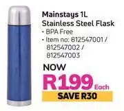 Game Mainstays Stainless Steel Flask-1L Each offer