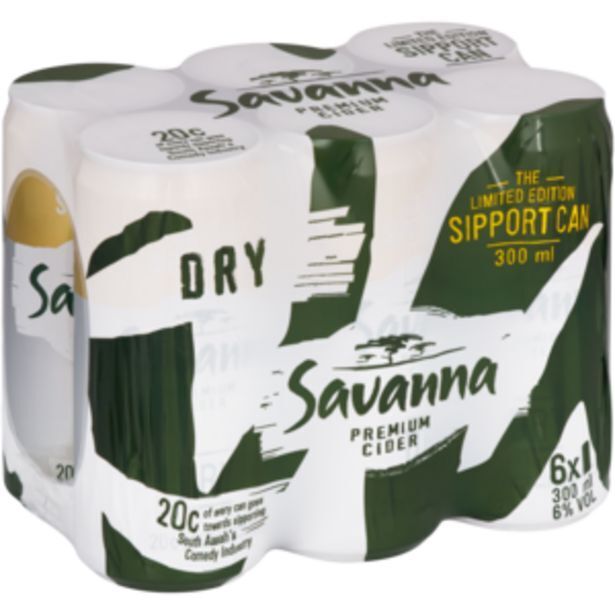Savanna dry limited edition cider cans 6 x 300ml offer at Checkers