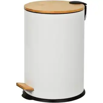 Game Mainstay 20l white dustbin with bamboo lid offer
