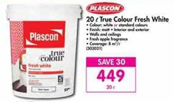 Makro Plascon 20L True Colour Fresh White offer
