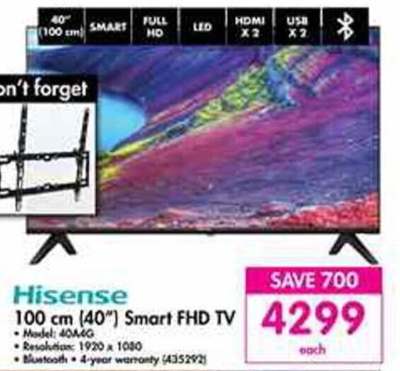 Hisense 100cm (40") Smart FHD TV offer at Makro