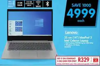Makro Lenovo 35cm (14") IdeaPad 3 Intel Celeron Laptop offer