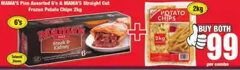 Boxer Superstores Mama's Pies Assorted 6's & Mama's Straight Cut Frozen Potato Chips 2kg offer