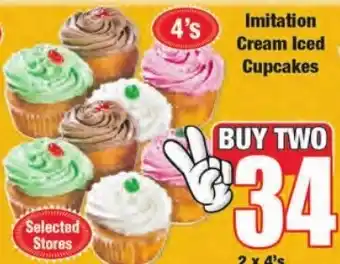 Imitation Cream Iced Cupcakes 4's