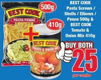 Boxer Superstores Best Cook Pasta Screws/Shells/Elbows/Penne 500g & Best Cook Tomate & Onion Mix 410g offer