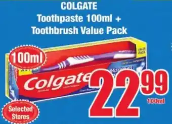 Boxer Superstores Colgate Toothpaste 100ml + Toothbrush Value Pack 100ml offer