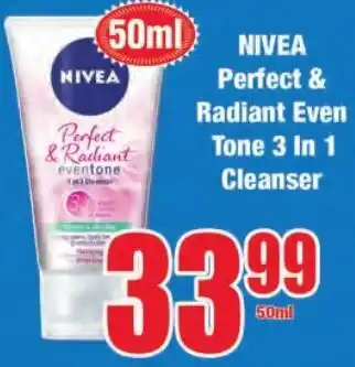 Boxer Superstores Nivea Perfect & Radiant Even Tone 3 In 1 Cleanser 50ml offer