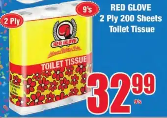 Boxer Superstores Red Glove 2 Ply 200 Sheets Toilet Tissue 9's offer