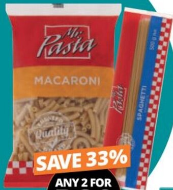 Checkers Mr. Pasta Macaroni/Spaghetti 2 x 500g offer