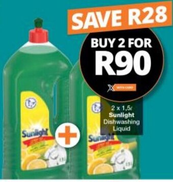 Checkers Sunlight Dishwashing Liquid 2 x 1,5L offer