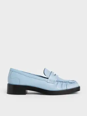 Charles & Keith Ruched square-toe loafers - light blue offer