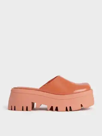 Charles & Keith Rainier platform round-toe mules - orange offer