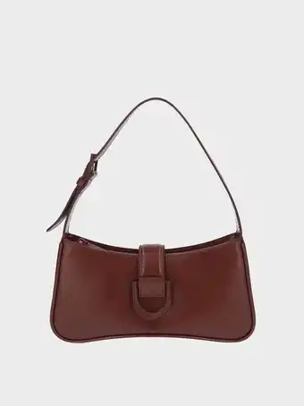 Charles & Keith Gabine curved shoulder bag - chocolate offer