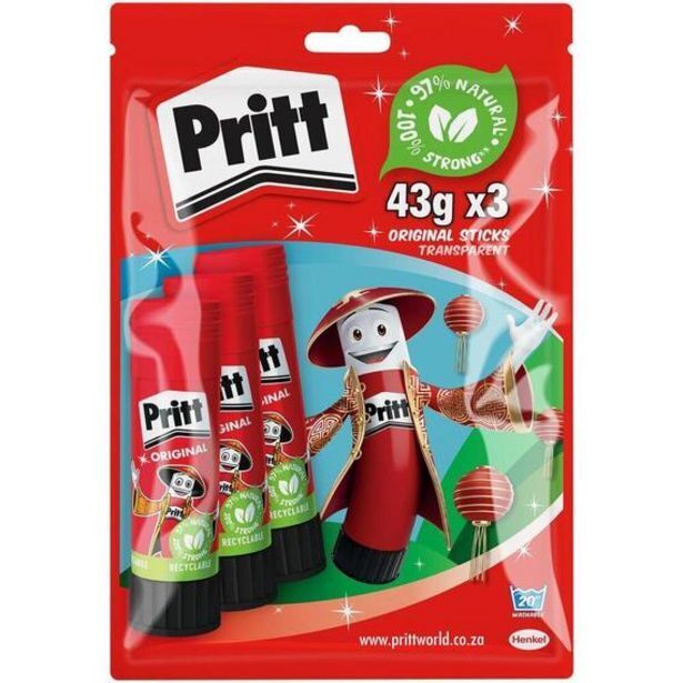 Pritt glue stick value pack 43gx3 offer at Game
